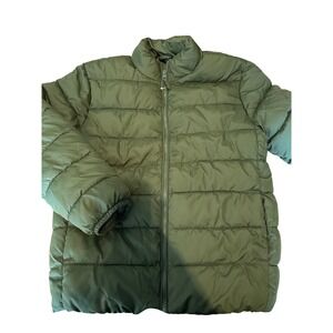 Children's Place Puffer Olive Green Full Zip Lightweight Coat Outerwear XL 14